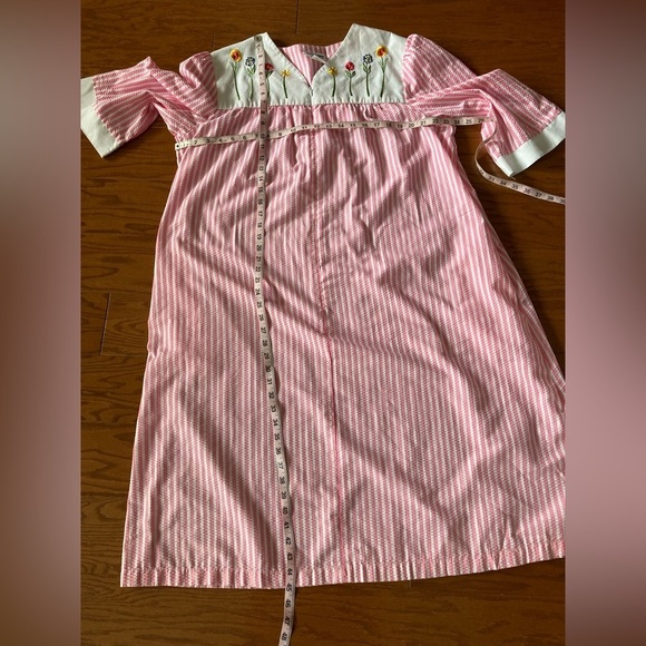 Vintage National striped floral embroidered zip front night dress mumu Size 1X - Picture 9 of 10